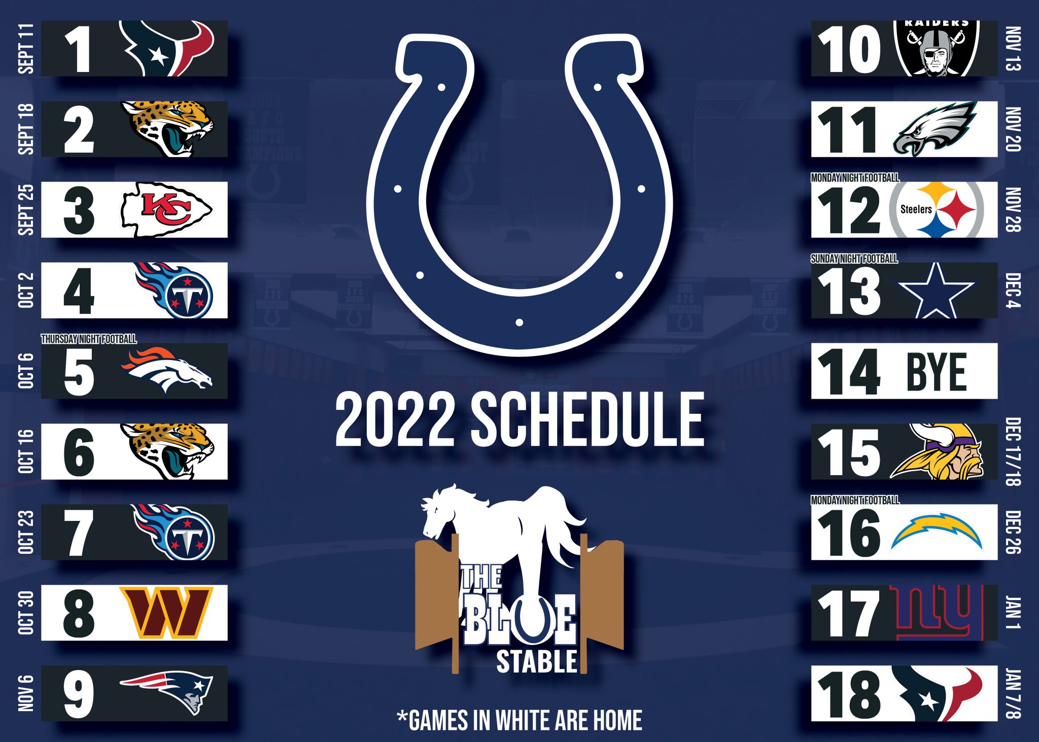 indianapolis colts home schedule 2022
